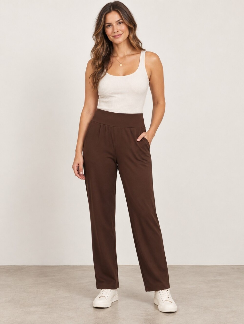Blair Straight-Leg Pull-On Pants in Dark Brown